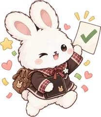 Bunny holding up a ticked checklist