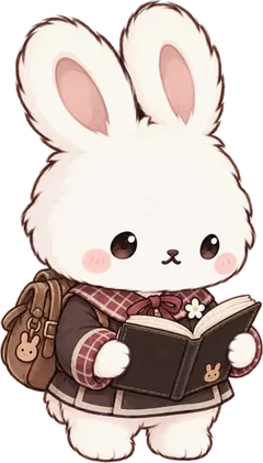 Bunny reading a book